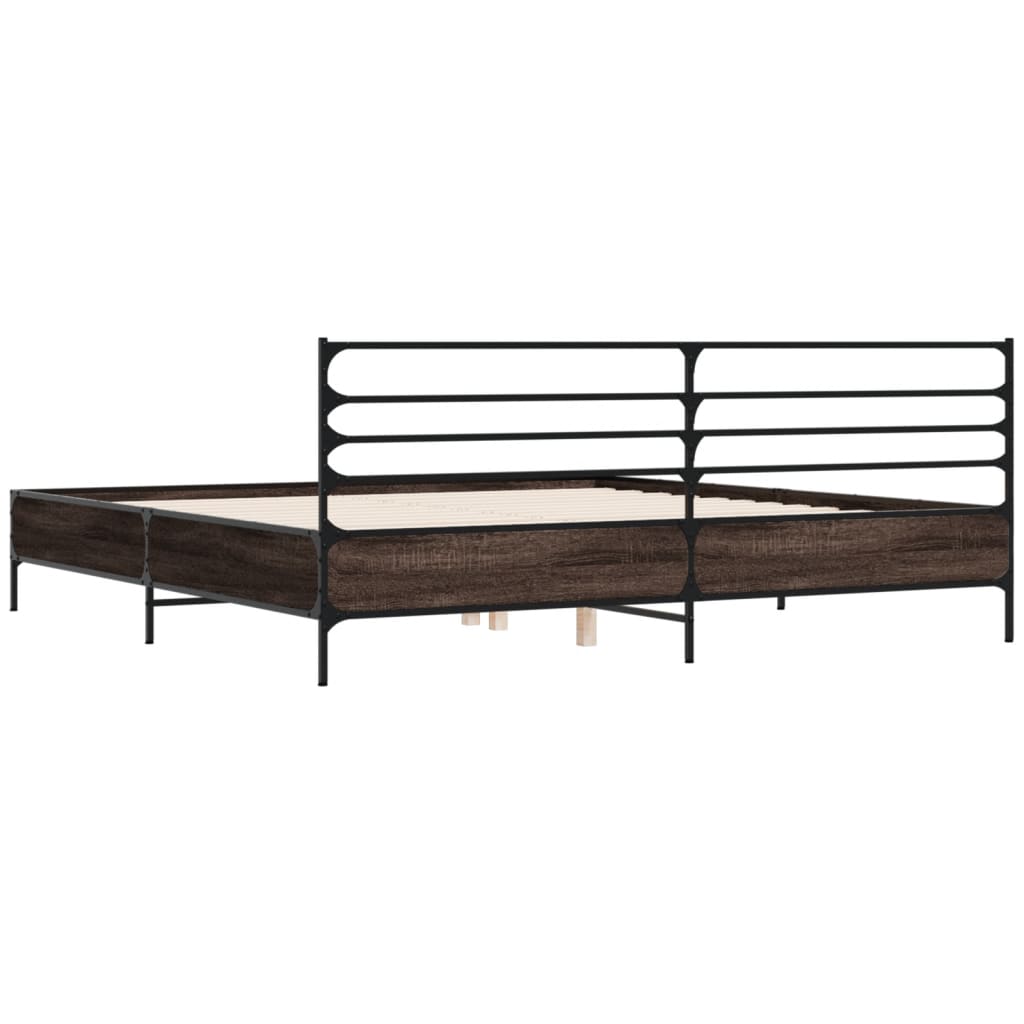 Bed Frame | Brown Oak | Engineered Wood, Metal, Plywood | Super King