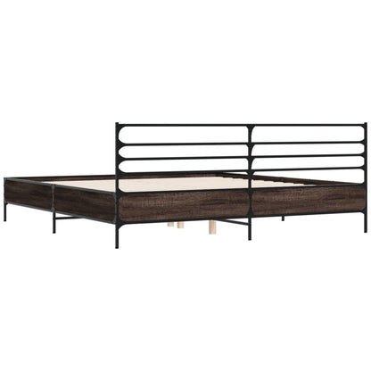 Bed Frame | Brown Oak | Engineered Wood, Metal, Plywood | Super King
