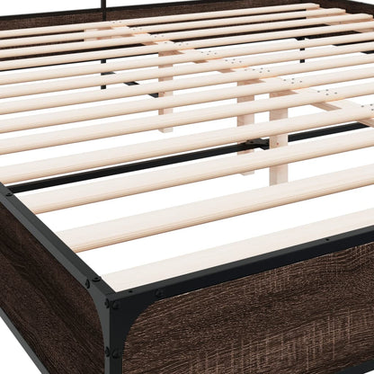 Bed Frame | Brown Oak | Engineered Wood, Metal, Plywood | Super King