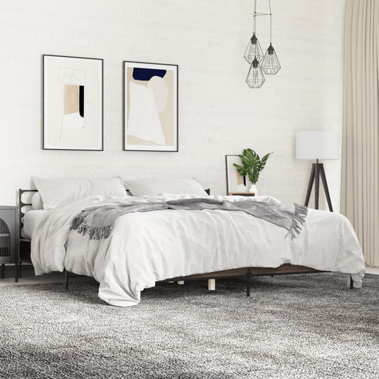 Bed Frame | Brown Oak | Engineered Wood, Metal, Plywood | Super King