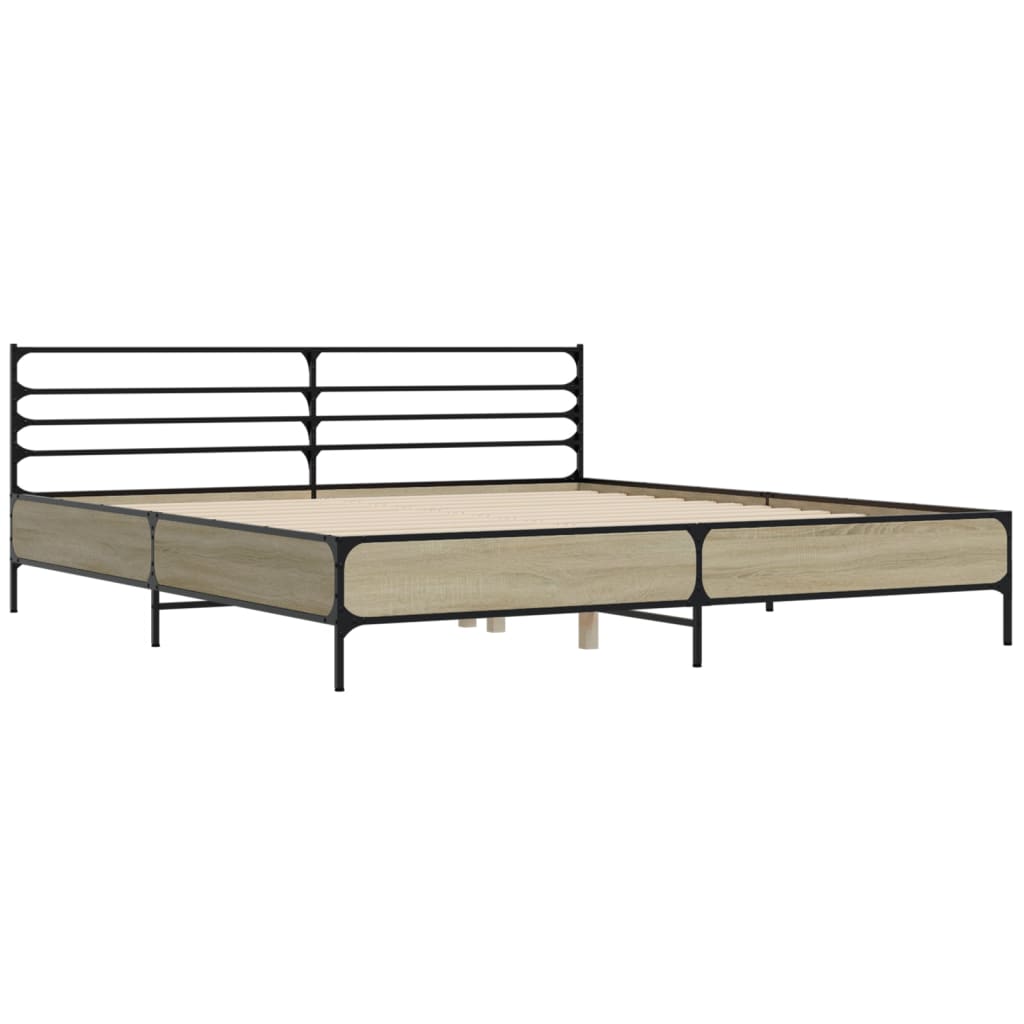 Bed Frame | Sonoma Oak | Engineered Wood, Metal | Double | Modern