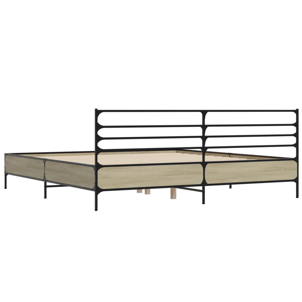 Bed Frame | Sonoma Oak | Engineered Wood, Metal | Double | Modern