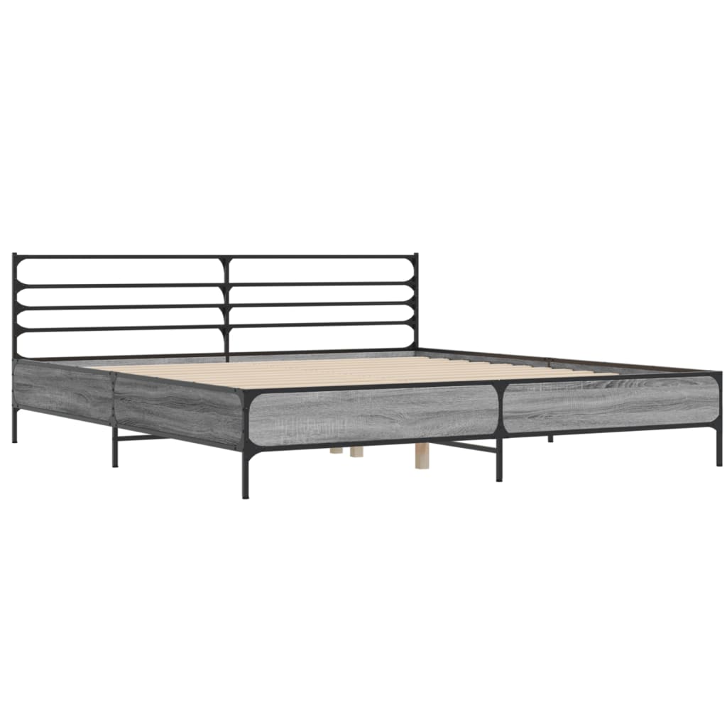 Bed Frame | Grey Sonoma | Engineered Wood and Metal | Double | Bed Frame