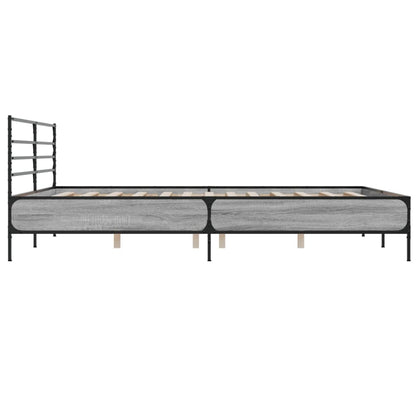 Bed Frame | Grey Sonoma | Engineered Wood and Metal | Double | Bed Frame