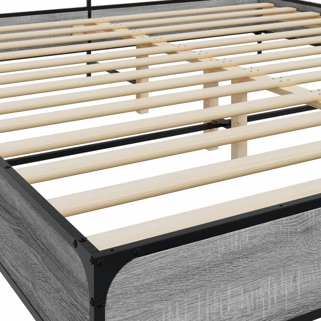 Bed Frame | Grey Sonoma | Engineered Wood and Metal | Double | Bed Frame