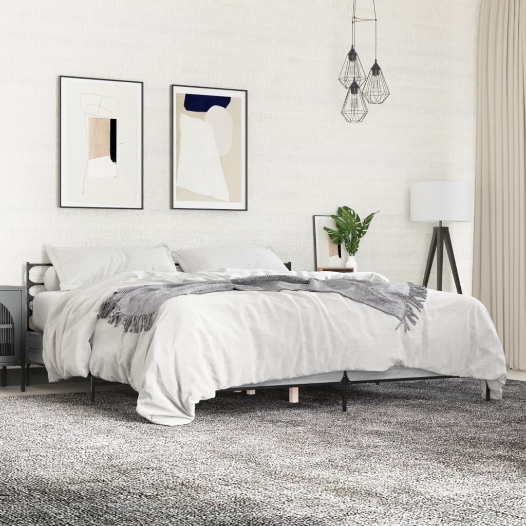Bed Frame | Grey Sonoma | Engineered Wood and Metal | Double | Bed Frame