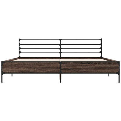 Bed Frame | Brown oak | Engineered wood, Metal, Plywood | Double | Modern