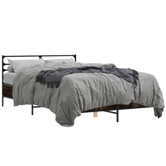 Bed Frame without Mattress Smoked Oak 120x190 cm Small Double