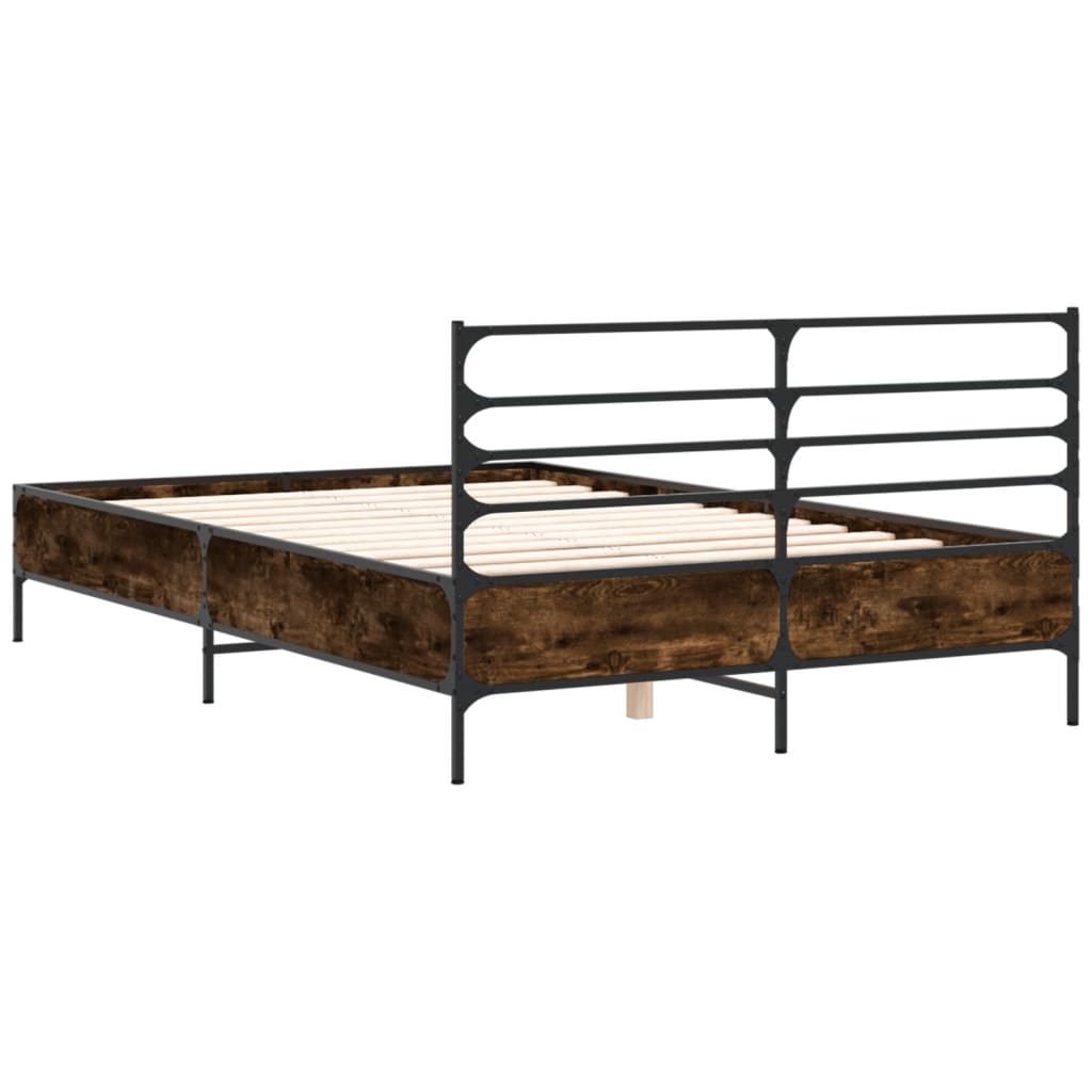 Bed Frame without Mattress Smoked Oak 120x190 cm Small Double