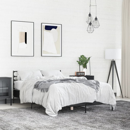 Bed Frame without Mattress Black 135x190 cm Double