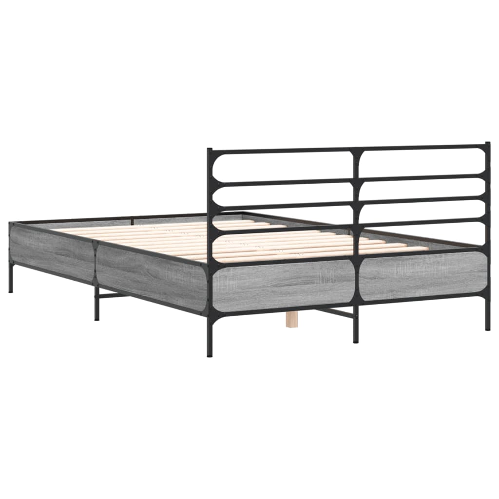 Bed Frame without Mattress Grey Sonoma 135x190 cm Double