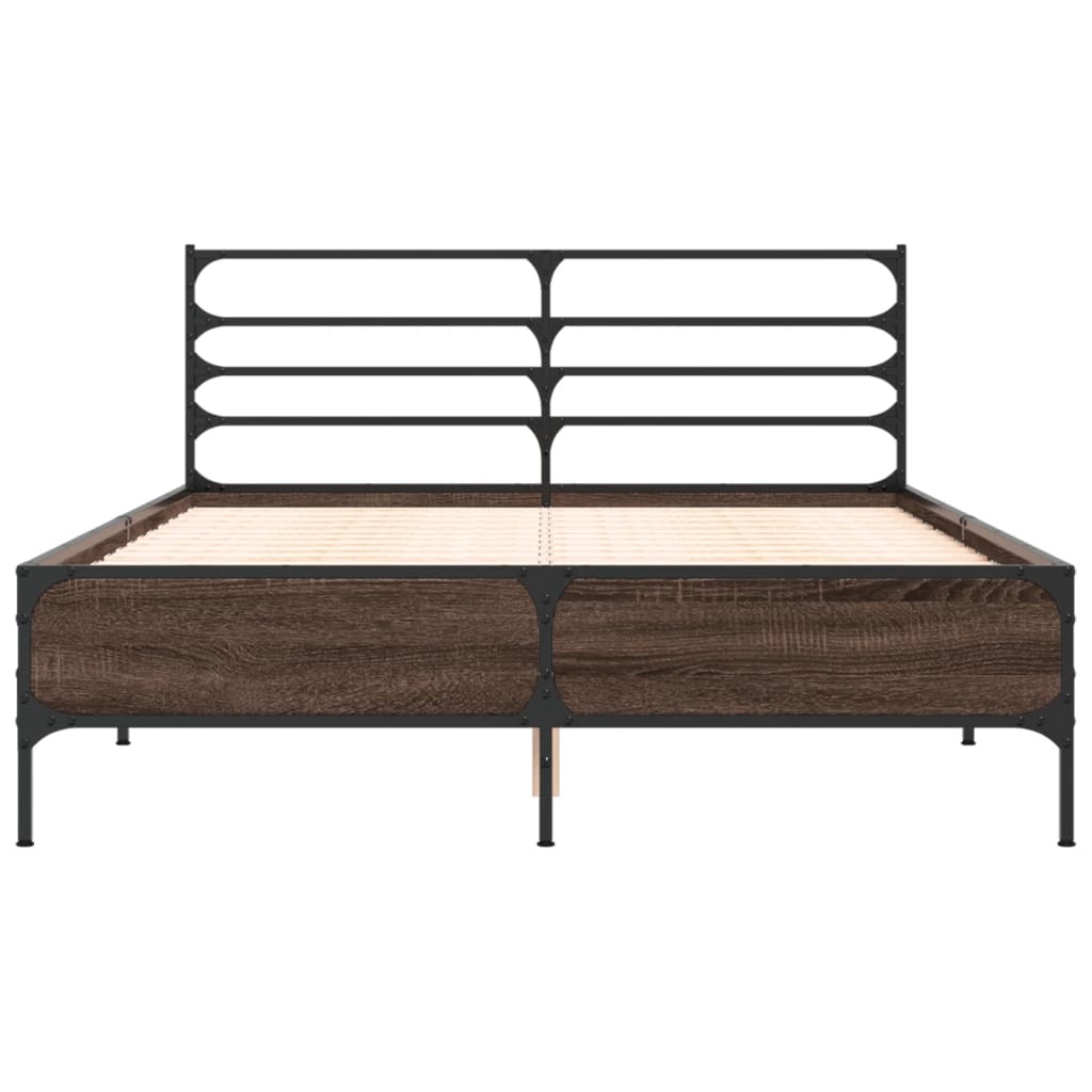 Bed Frame | Brown Oak | Engineered Wood | 135x190 cm Double |  Durable