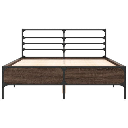 Bed Frame | Brown Oak | Engineered Wood | 135x190 cm Double |  Durable