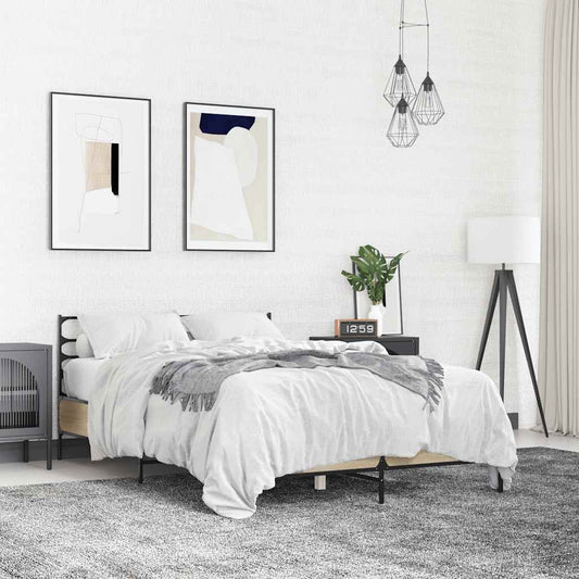 Bed Frame without Mattress Sonoma Oak 140x190 cm