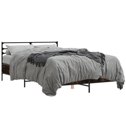 Bed Frame without Mattress Smoked Oak 140x190 cm