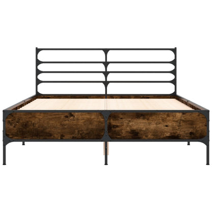 Bed Frame without Mattress Smoked Oak 140x190 cm