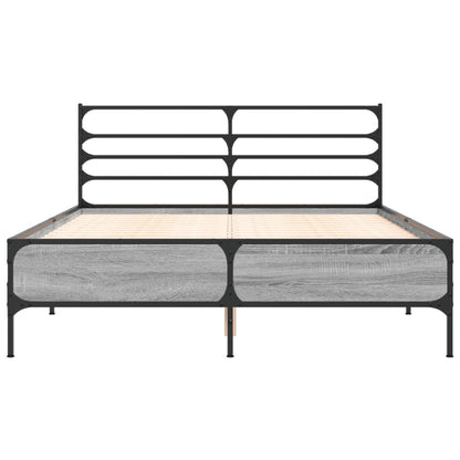 Bed Frame | Grey Sonoma | Engineered wood, metal, plywood | 140x190 cm
