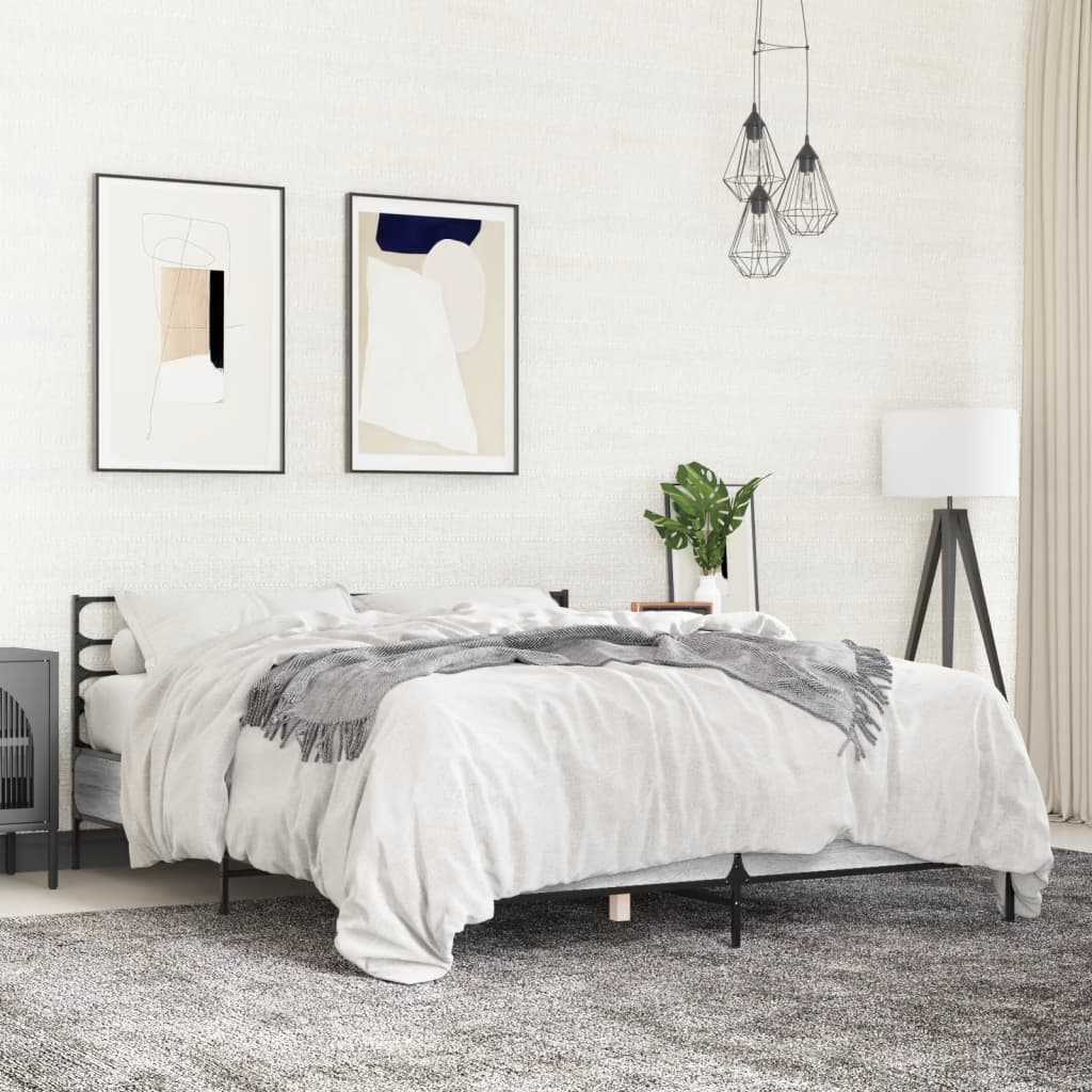 Bed Frame | Grey Sonoma | Engineered wood, metal, plywood | 140x190 cm