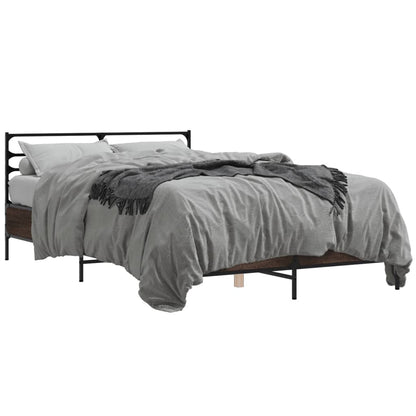 Bed Frame | Brown oak | Engineered wood, metal, plywood | Double
