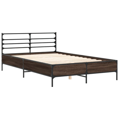 Bed Frame | Brown oak | Engineered wood, metal, plywood | Double