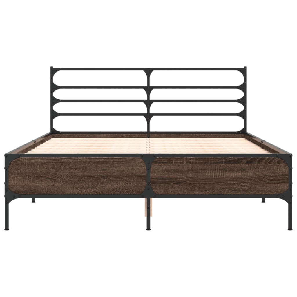 Bed Frame | Brown oak | Engineered wood, metal, plywood | Double