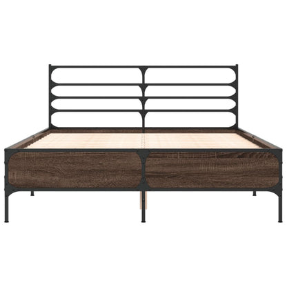 Bed Frame | Brown oak | Engineered wood, metal, plywood | Double