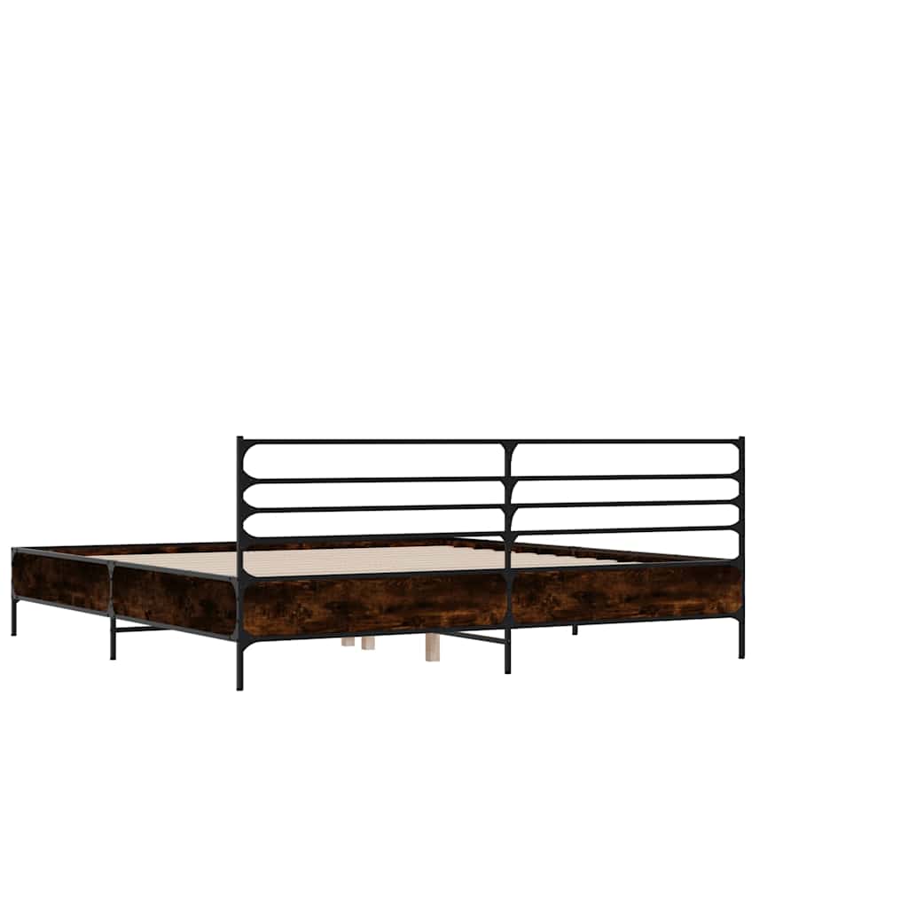 Bed Frame | Brown oak | Engineered wood, metal, plywood | Double