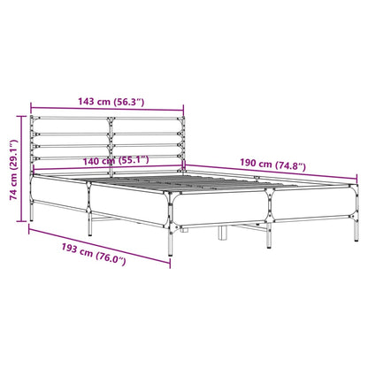 Bed Frame | Brown oak | Engineered wood, metal, plywood | Double