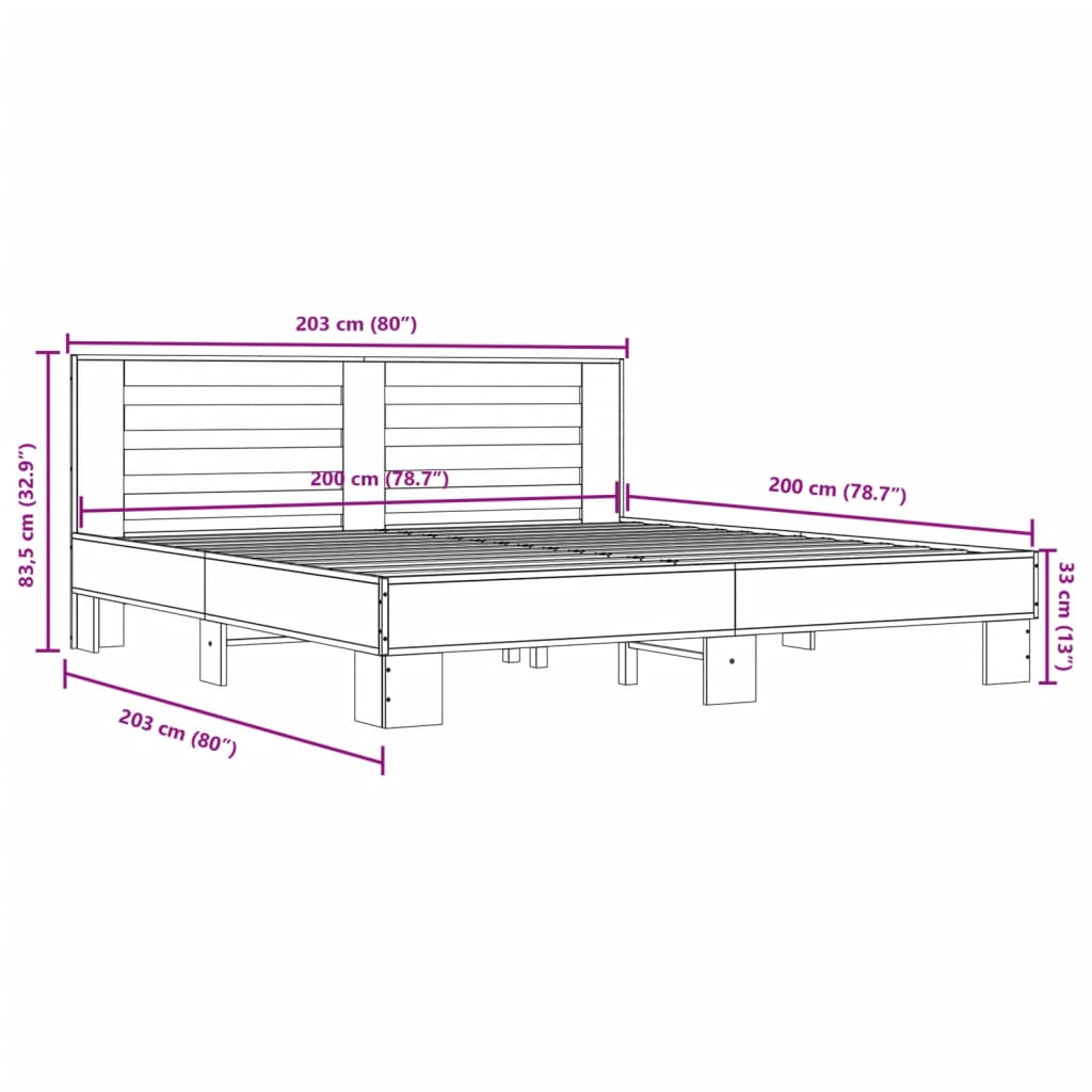 Bed Frame | Sonoma Oak | Engineered wood, metal | Double | Durable