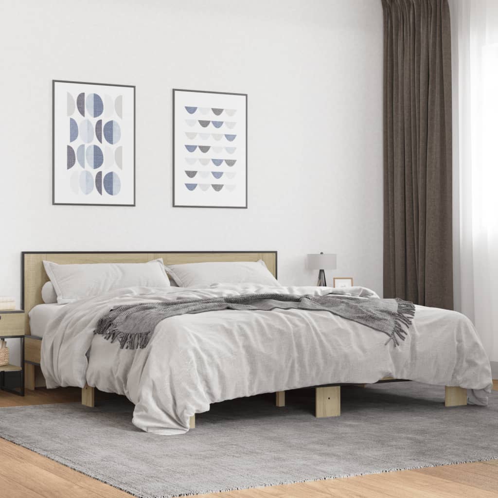Bed Frame | Sonoma Oak | Engineered wood, metal | Double | Durable