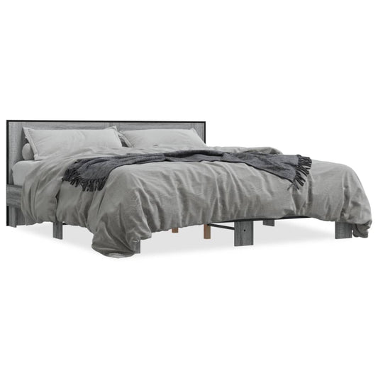 Bed Frame | Grey sonoma | Engineered wood, Metal, Plywood | Double