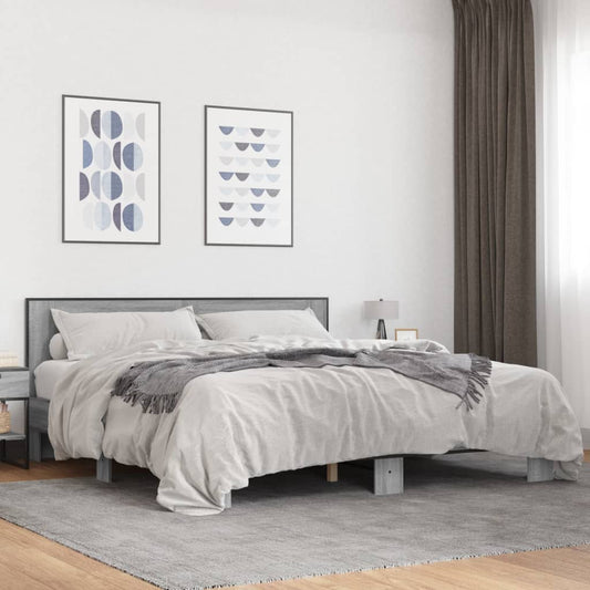 Bed Frame | Grey sonoma | Engineered wood, Metal, Plywood | Double