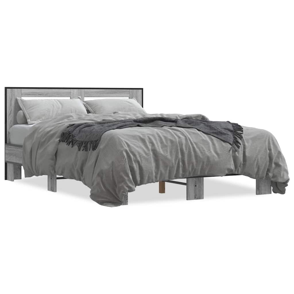 Bed Frame without Mattress Grey Sonoma 140x200 cm