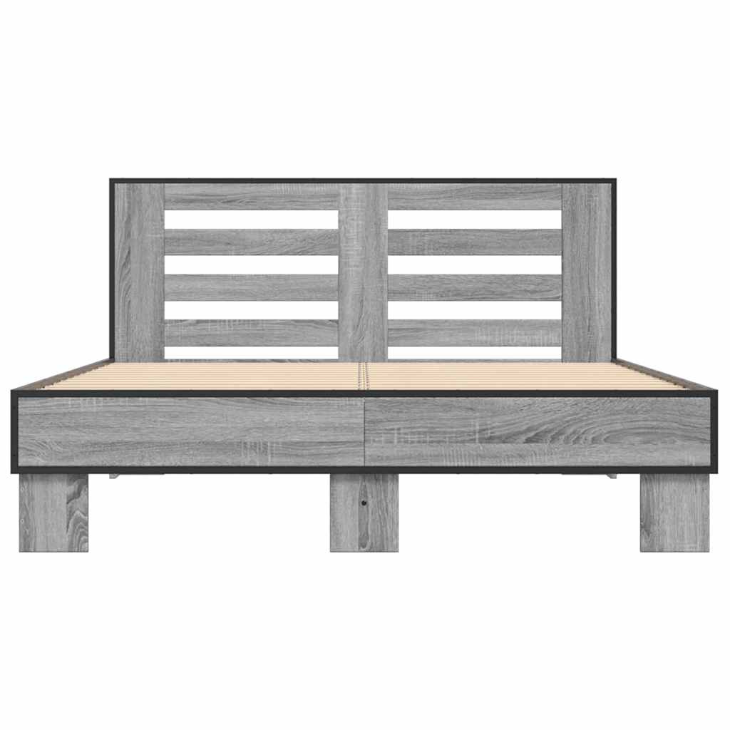 Bed Frame without Mattress Grey Sonoma 140x200 cm