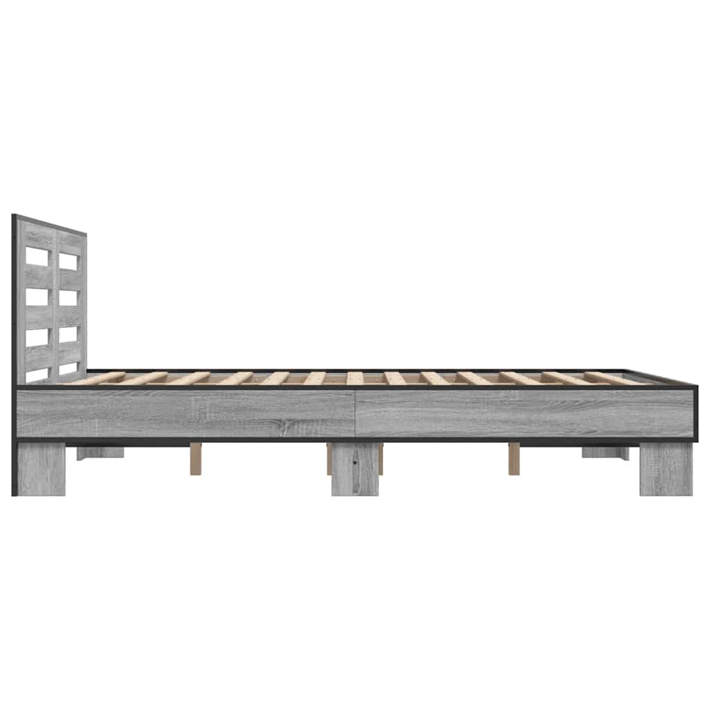 Bed Frame without Mattress Grey Sonoma 140x200 cm