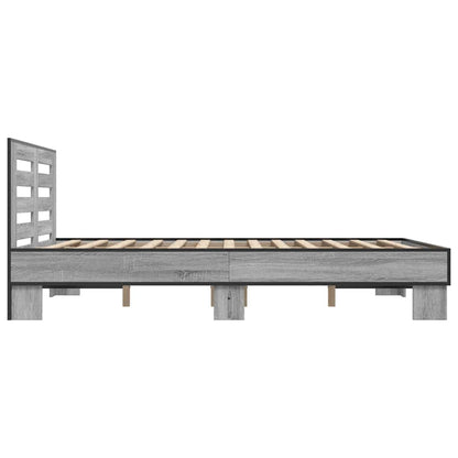 Bed Frame without Mattress Grey Sonoma 140x200 cm