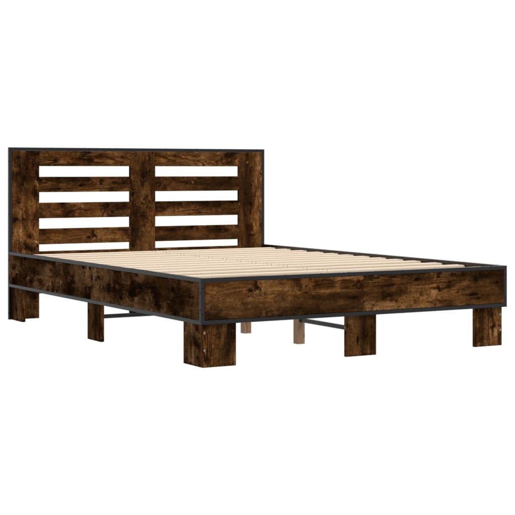 Bed Frame without Mattress Smoked Oak 120x200 cm