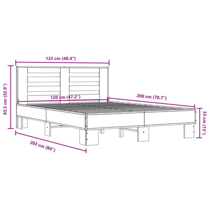 Bed Frame without Mattress Smoked Oak 120x200 cm