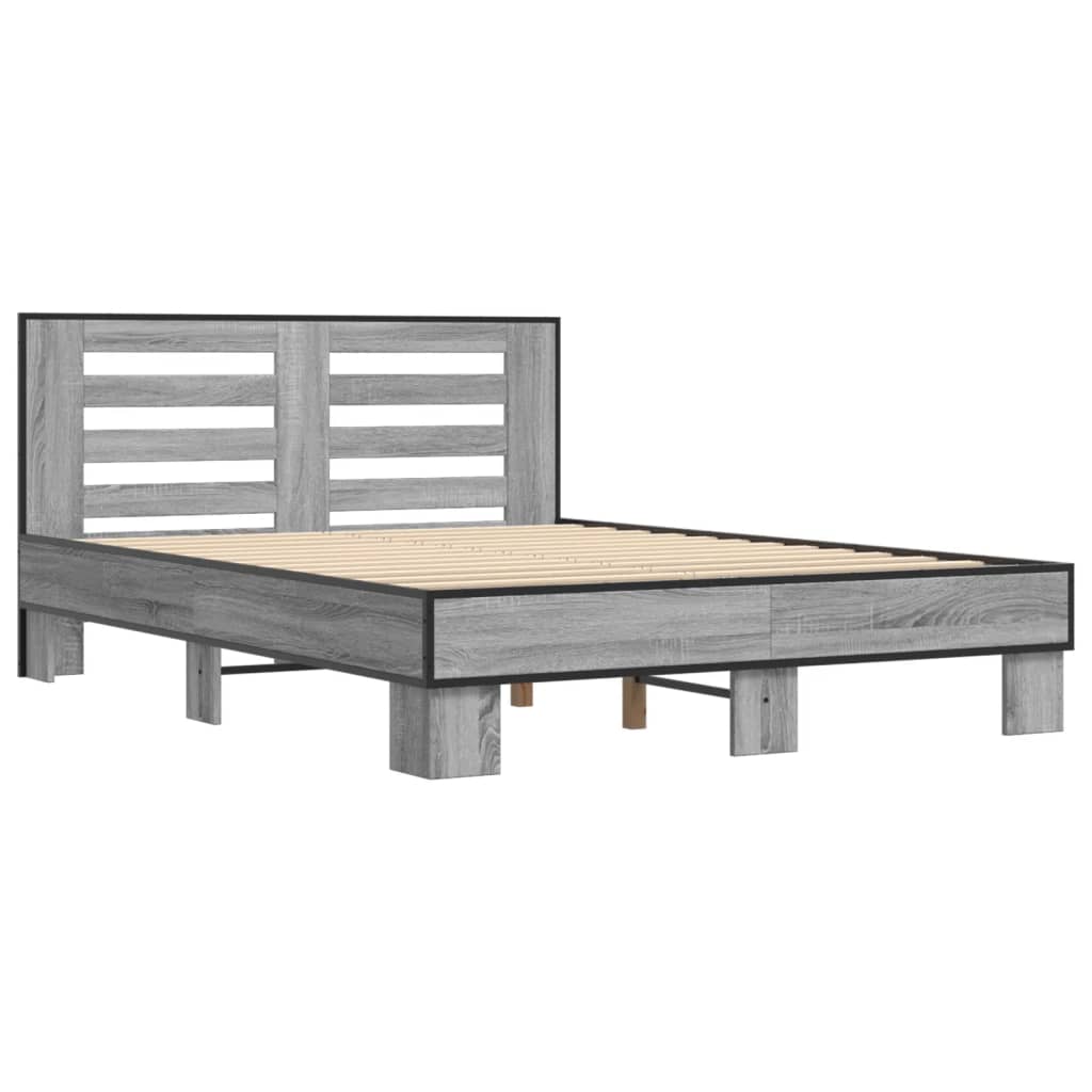 Bed Frame | Grey Sonoma | Engineered wood, metal, plywood | Double