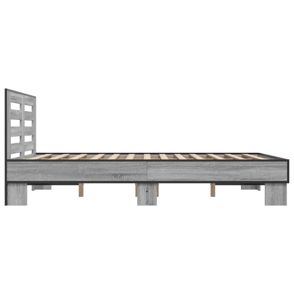 Bed Frame | Grey Sonoma | Engineered wood, metal, plywood | Double