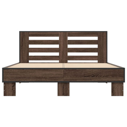 Bed Frame | Brown Oak | Engineered wood, Metal | Double | Modern
