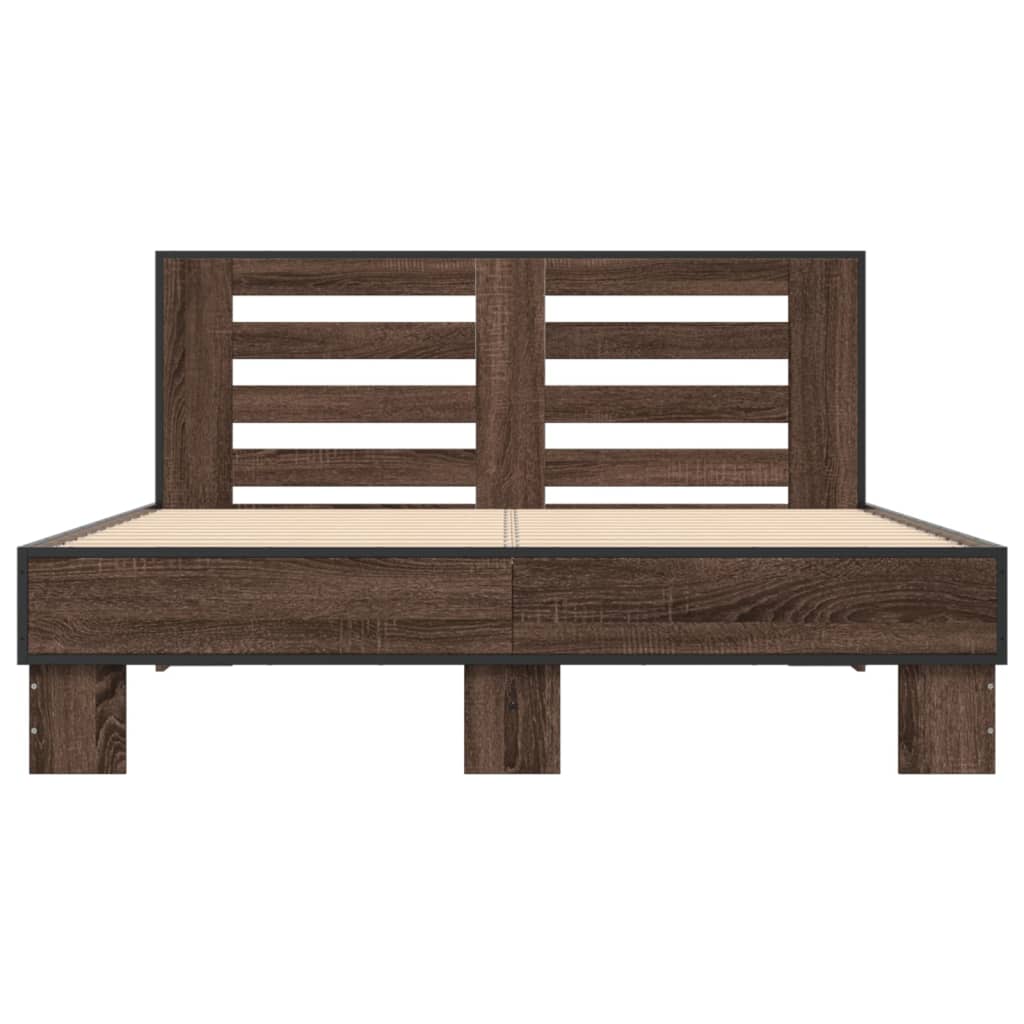 Bed Frame without Mattress Brown Oak 140x190 cm