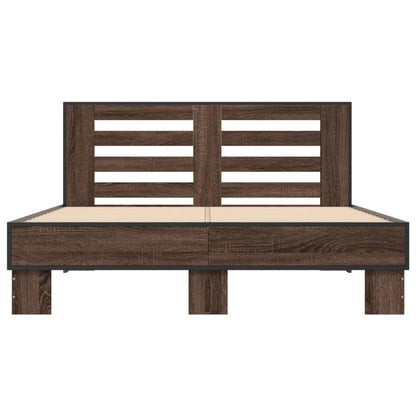 Bed Frame without Mattress Brown Oak 140x190 cm