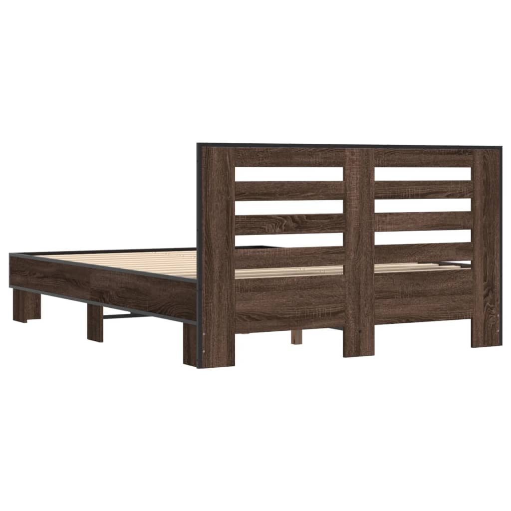 Bed Frame without Mattress Brown Oak 140x190 cm