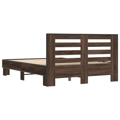 Bed Frame without Mattress Brown Oak 140x190 cm