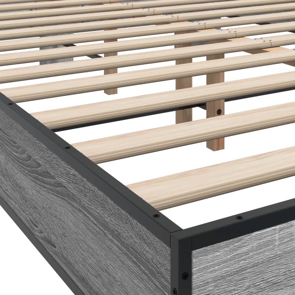 Bed Frame without Mattress Grey Sonoma 135x190 cm Double