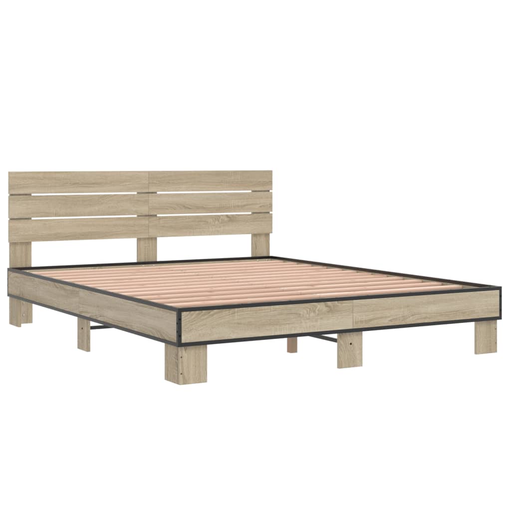 Bed Frame without Mattress Sonoma Oak 150x200 cm King Size