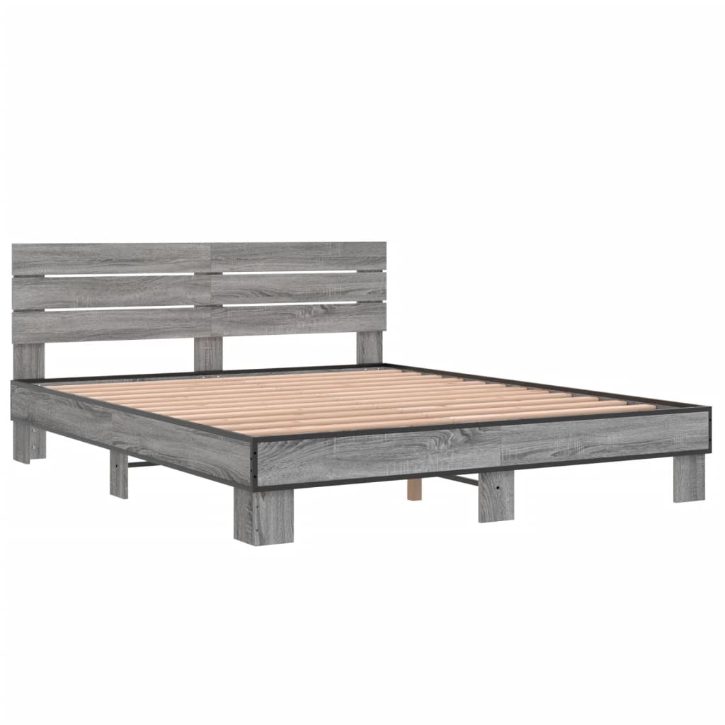 Bed Frame without Mattress Grey Sonoma 150x200 cm King Size
