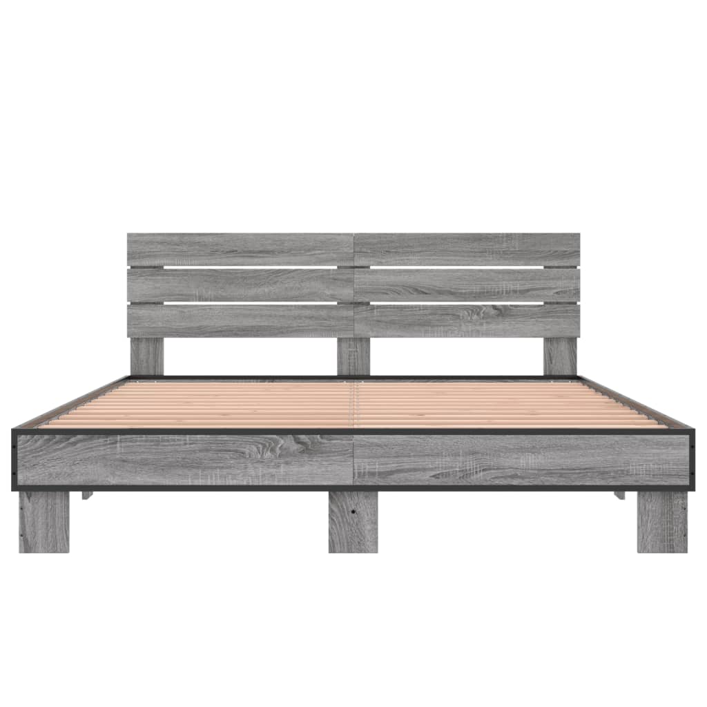 Bed Frame without Mattress Grey Sonoma 150x200 cm King Size