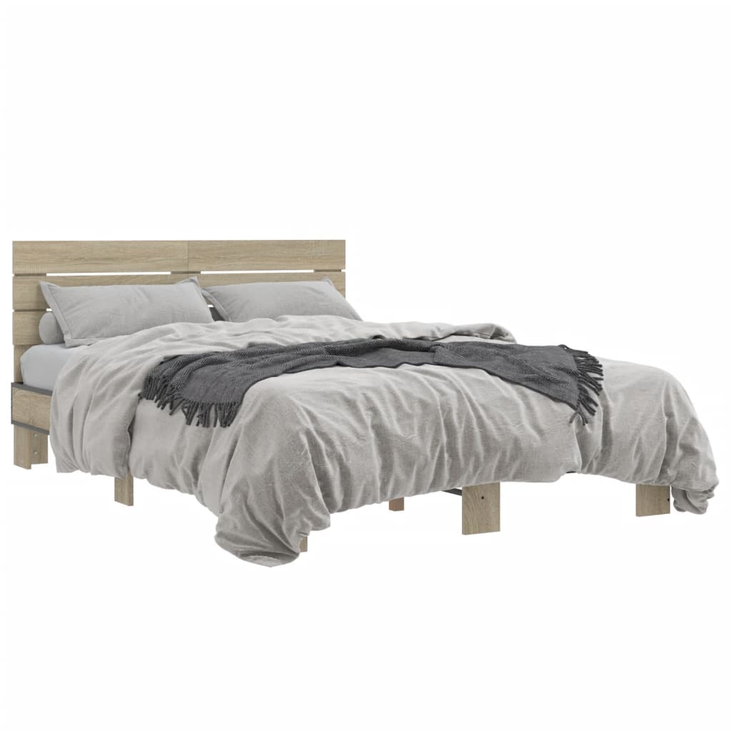 Bed Frame without Mattress Sonoma Oak 140x200 cm